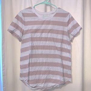 Light Pink/Tan & White striped Old Navy t-shirt L